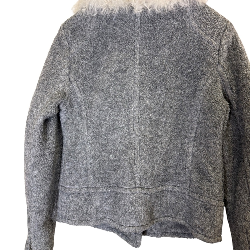 Rebecca Taylor Shearling Collar Moto/Bomber Zip Front Jacket sz 6 - Picture 5 of 14